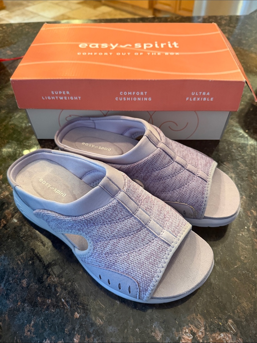 Easy Spirit Lavender Slip-On Mule Sandals